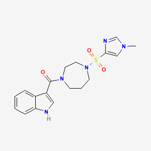 molecular formula C18H21N5O3S B2495196 (1H-indol-3-yl)(4-((1-methyl-1H-imidazol-4-yl)sulfonyl)-1,4-diazepan-1-yl)methanone CAS No. 1903887-88-6