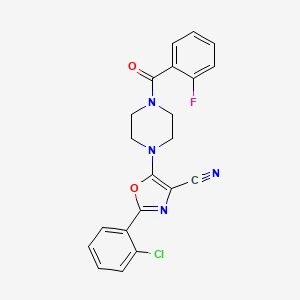 molecular formula C21H16ClFN4O2 B2495200 2-(2-Chlorophenyl)-5-(4-(2-fluorobenzoyl)piperazin-1-yl)oxazole-4-carbonitrile CAS No. 903184-04-3