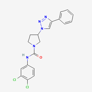 molecular formula C19H17Cl2N5O B2495201 N-(3,4-dichlorophenyl)-3-(4-phenyl-1H-1,2,3-triazol-1-yl)pyrrolidine-1-carboxamide CAS No. 2199862-69-4