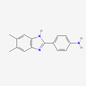 molecular formula C15H15N3 B2495206 4-(5,6-dimethyl-1H-benzimidazol-2-yl)aniline CAS No. 109929-42-2
