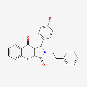 molecular formula C25H18FNO3 B2495208 1-(4-氟苯基)-2-苯乙基-1,2-二氢咯并[2,3-c]吡咯-3,9-二酮 CAS No. 632304-86-0