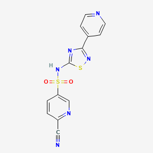 molecular formula C13H8N6O2S2 B2495216 6-cyano-N-[3-(pyridin-4-yl)-1,2,4-thiadiazol-5-yl]pyridine-3-sulfonamide CAS No. 2094875-38-2