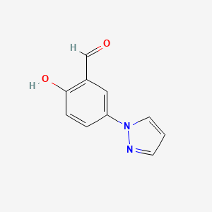 molecular formula C10H8N2O2 B2495219 2-Hydroxy-5-pyrazol-1-ylbenzaldehyde CAS No. 2377035-07-7