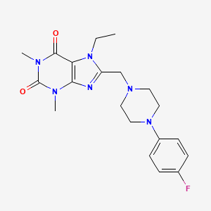 molecular formula C20H25FN6O2 B2495222 7-ethyl-8-{[4-(4-fluorophenyl)piperazin-1-yl]methyl}-1,3-dimethyl-3,7-dihydro-1H-purine-2,6-dione CAS No. 851937-43-4