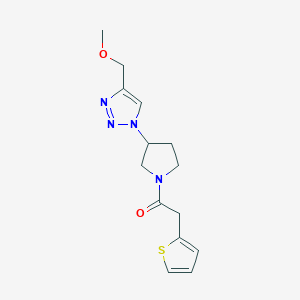 molecular formula C14H18N4O2S B2495224 1-{3-[4-(methoxymethyl)-1H-1,2,3-triazol-1-yl]pyrrolidin-1-yl}-2-(thiophen-2-yl)ethan-1-one CAS No. 2097884-01-8