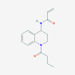 molecular formula C16H20N2O2 B2495232 N-(1-Butanoyl-3,4-dihydro-2H-quinolin-4-yl)prop-2-enamide CAS No. 2411317-86-5