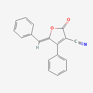 molecular formula C18H11NO2 B2495234 2-Oxo-4-phenyl-5-(phenylmethylene)-2,5-dihydro-3-furancarbonitrile CAS No. 1164538-70-8