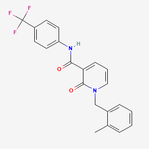 molecular formula C21H17F3N2O2 B2495240 1-(2-methylbenzyl)-2-oxo-N-(4-(trifluoromethyl)phenyl)-1,2-dihydropyridine-3-carboxamide CAS No. 946246-08-8