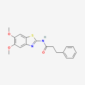 molecular formula C18H18N2O3S B2495251 N-(5,6-二甲氧-1,3-苯并噻唑-2-基)-3-苯基丙酰胺 CAS No. 895441-98-2