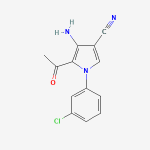 molecular formula C13H10ClN3O B2495254 5-乙酰基-4-氨基-1-(3-氯苯基)吡咯-3-羧腈 CAS No. 889997-88-0