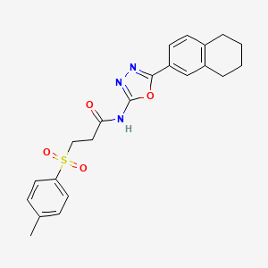 molecular formula C22H23N3O4S B2495255 N-(5-(5,6,7,8-tetrahydronaphthalen-2-yl)-1,3,4-oxadiazol-2-yl)-3-tosylpropanamide CAS No. 899982-65-1