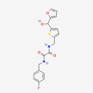 molecular formula C19H17FN2O4S B2495256 N1-(4-fluorobenzyl)-N2-((5-(furan-2-yl(hydroxy)methyl)thiophen-2-yl)methyl)oxalamide CAS No. 1795303-61-5