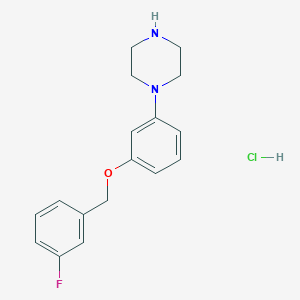 molecular formula C17H20ClFN2O B2495264 1-{3-[(3-Fluorophenyl)methoxy]phenyl}piperazine hydrochloride CAS No. 1225290-89-0