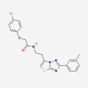 molecular formula C21H19ClN4O2S B2495269 2-(4-chlorophenoxy)-N-(2-(2-(m-tolyl)thiazolo[3,2-b][1,2,4]triazol-6-yl)ethyl)acetamide CAS No. 894035-00-8