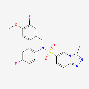 molecular formula C21H18F2N4O3S B2495272 N-[(3-fluoro-4-methoxyphenyl)methyl]-N-(4-fluorophenyl)-3-methyl-[1,2,4]triazolo[4,3-a]pyridine-6-sulfonamide CAS No. 1251663-09-8