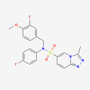 molecular formula C21H18F2N4O3S B2495272 N-(3-fluoro-4-methoxybenzyl)-N-(4-fluorophenyl)-3-methyl[1,2,4]triazolo[4,3-a]pyridine-6-sulfonamide CAS No. 1251663-09-8
