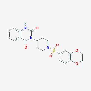 molecular formula C21H21N3O6S B2495277 3-(1-((2,3-dihydrobenzo[b][1,4]dioxin-6-yl)sulfonyl)piperidin-4-yl)quinazoline-2,4(1H,3H)-dione CAS No. 2034371-15-6