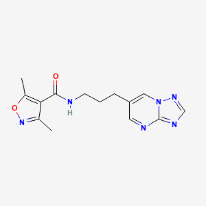molecular formula C14H16N6O2 B2495279 N-(3-([1,2,4]triazolo[1,5-a]pyrimidin-6-yl)propyl)-3,5-dimethylisoxazole-4-carboxamide CAS No. 2034615-87-5