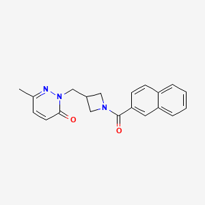 molecular formula C20H19N3O2 B2495280 6-Methyl-2-[[1-(naphthalene-2-carbonyl)azetidin-3-yl]methyl]pyridazin-3-one CAS No. 2309588-41-6