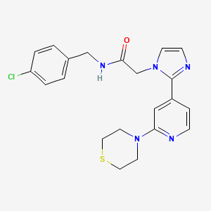 molecular formula C21H22ClN5OS B2495281 N-(4-chlorobenzyl)-2-[2-(2-thiomorpholin-4-ylpyridin-4-yl)-1H-imidazol-1-yl]acetamide CAS No. 1251705-35-7