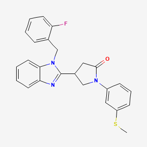 molecular formula C25H22FN3OS B2495294 4-(1-(2-fluorobenzyl)-1H-benzo[d]imidazol-2-yl)-1-(3-(methylthio)phenyl)pyrrolidin-2-one CAS No. 847397-75-5