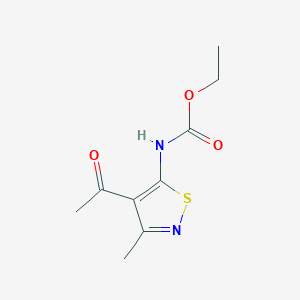 molecular formula C9H12N2O3S B2495302 Ethyl 4-acetyl-3-methylisothiazol-5-ylcarbamate CAS No. 120750-19-8