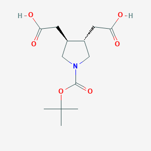 molecular formula C13H21NO6 B2495311 rac-2-[(3R,4R)-1-[(tert-butoxy)carbonyl]-4-(carboxymethyl)pyrrolidin-3-yl]aceticacid CAS No. 2260937-85-5
