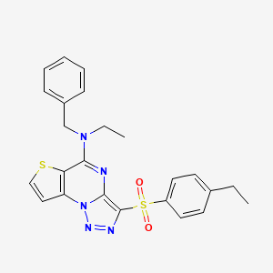 molecular formula C24H23N5O2S2 B2495331 N-benzyl-N-ethyl-10-(4-ethylbenzenesulfonyl)-5-thia-1,8,11,12-tetraazatricyclo[7.3.0.0^{2,6}]dodeca-2(6),3,7,9,11-pentaen-7-amine CAS No. 1246179-52-1
