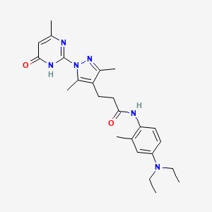 molecular formula C24H32N6O2 B2495333 N-(4-(diethylamino)-2-methylphenyl)-3-(3,5-dimethyl-1-(4-methyl-6-oxo-1,6-dihydropyrimidin-2-yl)-1H-pyrazol-4-yl)propanamide CAS No. 1171381-31-9