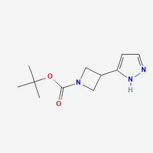 molecular formula C11H17N3O2 B2495334 叔丁基3-(1H-吡唑-3-YL)氮杂环戊烷-1-甲酸酯 CAS No. 2169268-43-1