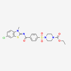 molecular formula C22H23ClN4O5S2 B2495335 (Z)-ethyl 4-((4-((6-chloro-3-methylbenzo[d]thiazol-2(3H)-ylidene)carbamoyl)phenyl)sulfonyl)piperazine-1-carboxylate CAS No. 398999-18-3