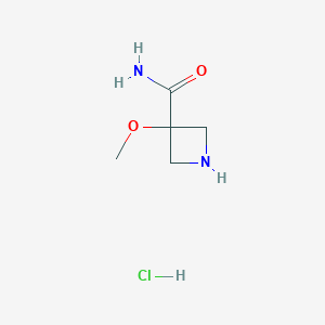 molecular formula C5H11ClN2O2 B2495338 3-Methoxyazetidine-3-carboxamide;hydrochloride CAS No. 2287330-97-4