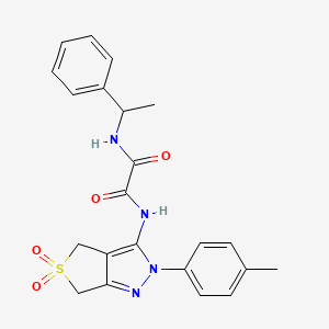 molecular formula C22H22N4O4S B2495339 N1-(5,5-dioxido-2-(p-tolyl)-4,6-dihydro-2H-thieno[3,4-c]pyrazol-3-yl)-N2-(1-phenylethyl)oxalamide CAS No. 899994-68-4