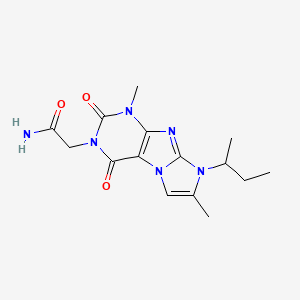 molecular formula C15H20N6O3 B2495342 2-(8-(sec-butyl)-1,7-dimethyl-2,4-dioxo-1H-imidazo[2,1-f]purin-3(2H,4H,8H)-yl)acetamide CAS No. 919009-53-3