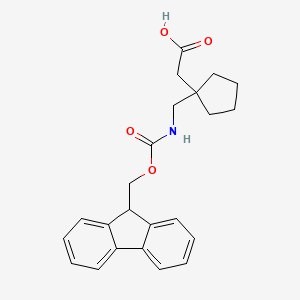 molecular formula C23H25NO4 B2495344 2-[1-[(9H-Fluoren-9-ylmethoxycarbonylamino)methyl]cyclopentyl]acetic acid CAS No. 2095411-04-2