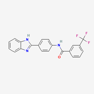 molecular formula C21H14F3N3O B2495345 N-[4-(1H-1,3-benzodiazol-2-yl)phenyl]-3-(trifluoromethyl)benzamide CAS No. 477485-60-2