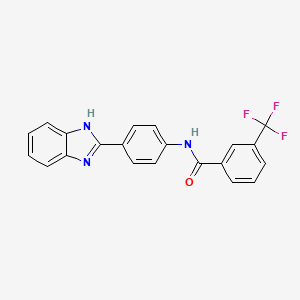 molecular formula C21H14F3N3O B2495345 N-[4-(1H-benzimidazol-2-yl)phenyl]-3-(trifluoromethyl)benzamide CAS No. 477485-60-2