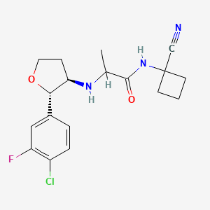molecular formula C18H21ClFN3O2 B2495346 2-[[(2S,3R)-2-(4-Chloro-3-fluorophenyl)oxolan-3-yl]amino]-N-(1-cyanocyclobutyl)propanamide CAS No. 2361632-81-5