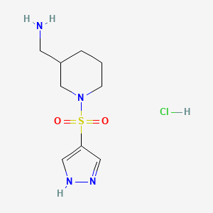 molecular formula C9H17ClN4O2S B2495348 [1-(1H-Pyrazol-4-ylsulfonyl)piperidin-3-yl]methanamine;hydrochloride CAS No. 2567496-93-7