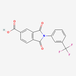 molecular formula C16H8F3NO4 B2495351 1,3-Dioxo-2-[3-(trifluoromethyl)phenyl]isoindoline-5-carboxylic acid CAS No. 328555-35-7