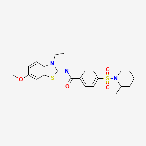 molecular formula C23H27N3O4S2 B2495352 N-(3-ethyl-6-methoxy-1,3-benzothiazol-2-ylidene)-4-(2-methylpiperidin-1-yl)sulfonylbenzamide CAS No. 850909-75-0