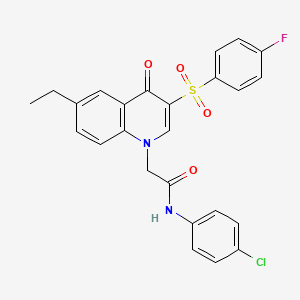 molecular formula C25H20ClFN2O4S B2495353 N-(4-chlorophenyl)-2-[6-ethyl-3-(4-fluorobenzenesulfonyl)-4-oxo-1,4-dihydroquinolin-1-yl]acetamide CAS No. 866729-03-5