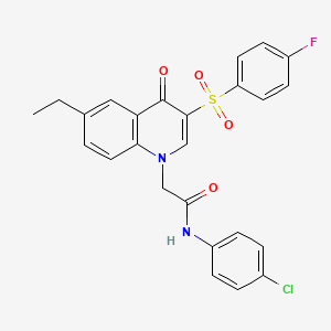 molecular formula C25H20ClFN2O4S B2495353 N-(4-chlorophenyl)-2-[6-ethyl-3-(4-fluorophenyl)sulfonyl-4-oxoquinolin-1-yl]acetamide CAS No. 866729-03-5