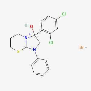 molecular formula C18H17BrCl2N2OS B2495354 3-(2,4-dichlorophenyl)-3-hydroxy-1-phenyl-3,5,6,7-tetrahydro-2H-imidazo[2,1-b][1,3]thiazin-1-ium bromide CAS No. 1025466-36-7