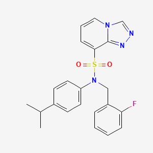 molecular formula C22H21FN4O2S B2495366 N-[(2-fluorophenyl)methyl]-N-[4-(propan-2-yl)phenyl]-[1,2,4]triazolo[4,3-a]pyridine-8-sulfonamide CAS No. 1251594-59-8