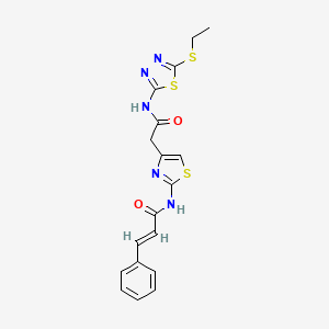 molecular formula C18H17N5O2S3 B2495388 N-(4-(2-((5-(ethylthio)-1,3,4-thiadiazol-2-yl)amino)-2-oxoethyl)thiazol-2-yl)cinnamamide CAS No. 1211859-53-8