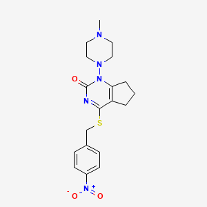 1-(4-methylpiperazin-1-yl)-4-((4-nitrobenzyl)thio)-6,7-dihydro-1H-cyclopenta[d]pyrimidin-2(5H)-one
