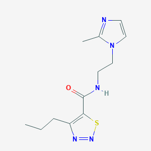 molecular formula C12H17N5OS B2495399 N-(2-(2-methyl-1H-imidazol-1-yl)ethyl)-4-propyl-1,2,3-thiadiazole-5-carboxamide CAS No. 1286695-63-3