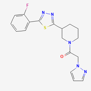 1-(3-(5-(2-fluorophenyl)-1,3,4-thiadiazol-2-yl)piperidin-1-yl)-2-(1H-pyrazol-1-yl)ethanone