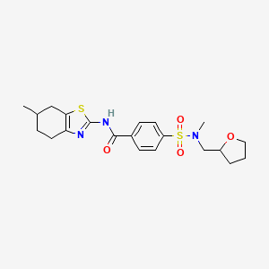 molecular formula C21H27N3O4S2 B2495402 N-(6-methyl-4,5,6,7-tetrahydro-1,3-benzothiazol-2-yl)-4-{methyl[(oxolan-2-yl)methyl]sulfamoyl}benzamide CAS No. 892848-16-7